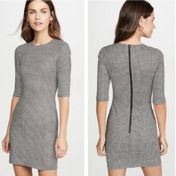 Alice + Olivia Delora Mini Dress Houndstooth Sheath Wool Graphic Women 4 - Picture 1 of 13